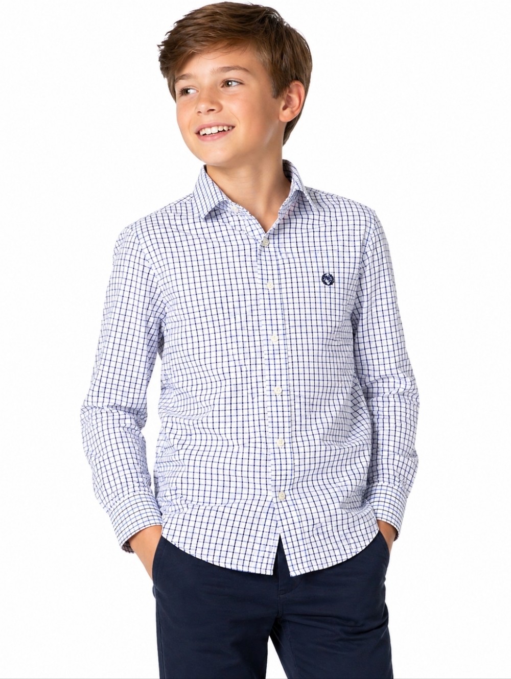 Lauren Ralph Lauren Kids Button-Up Shirt Blue Check Dress Shirt Size 12